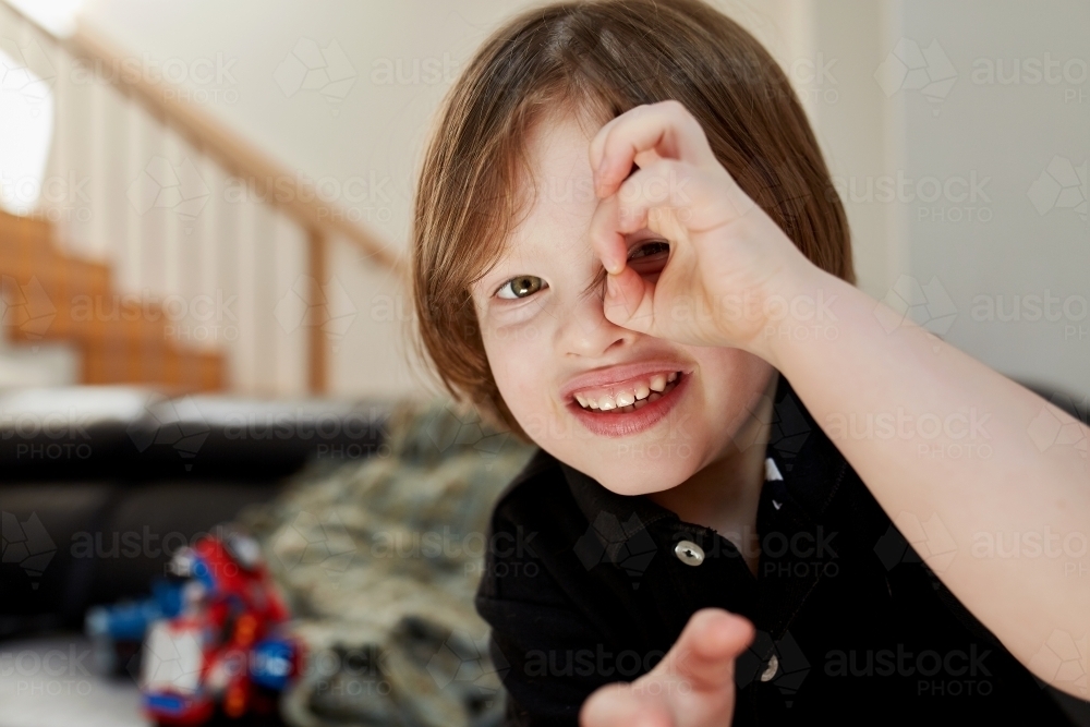 Close up of young boy - Australian Stock Image