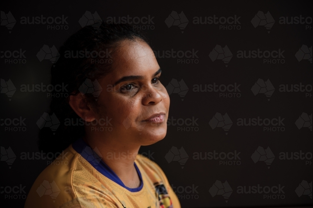 Close up portrait of Aboriginal woman - Australian Stock Image