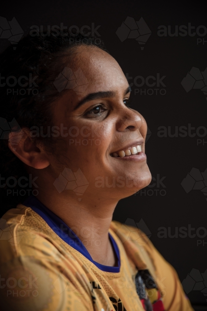 Close up portrait of Aboriginal woman - Australian Stock Image