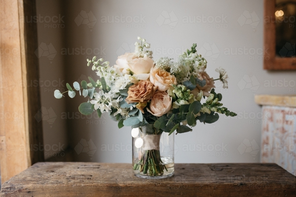 Close up shot of a rose flower arrangement - Australian Stock Image