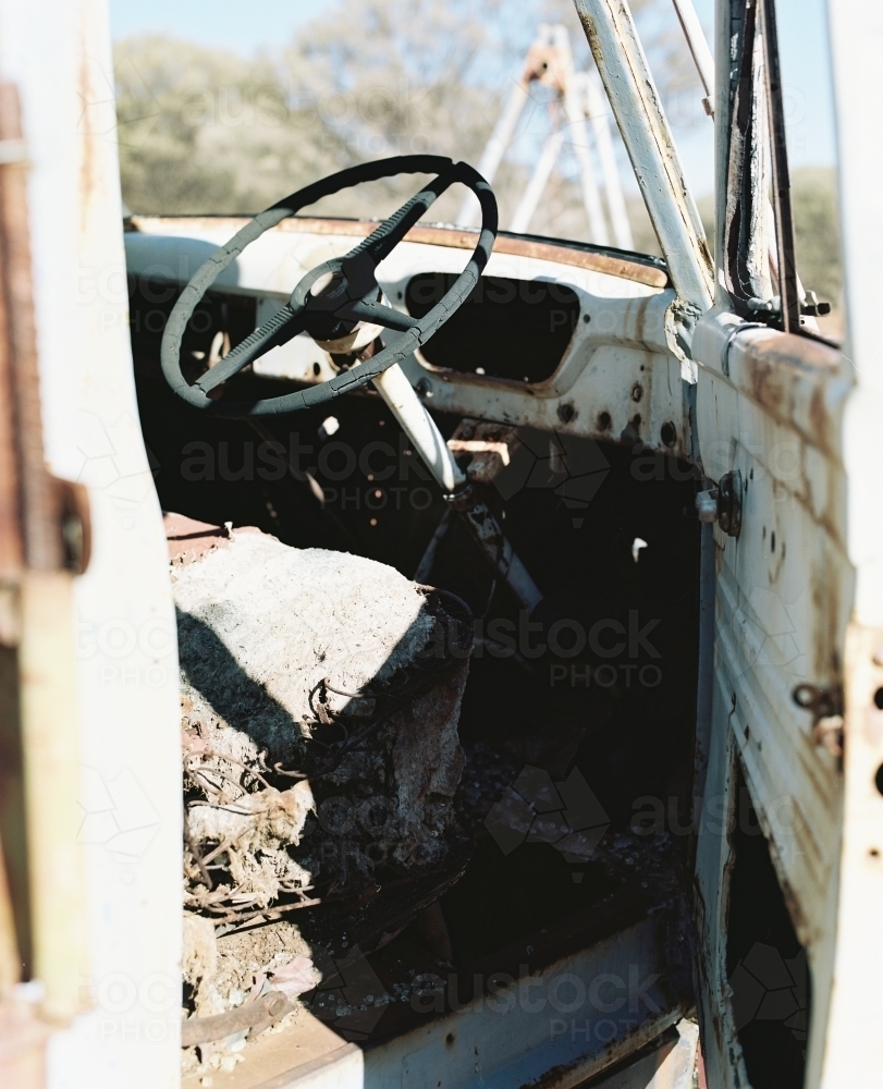 Close up shot of an empty driver's seat - Australian Stock Image