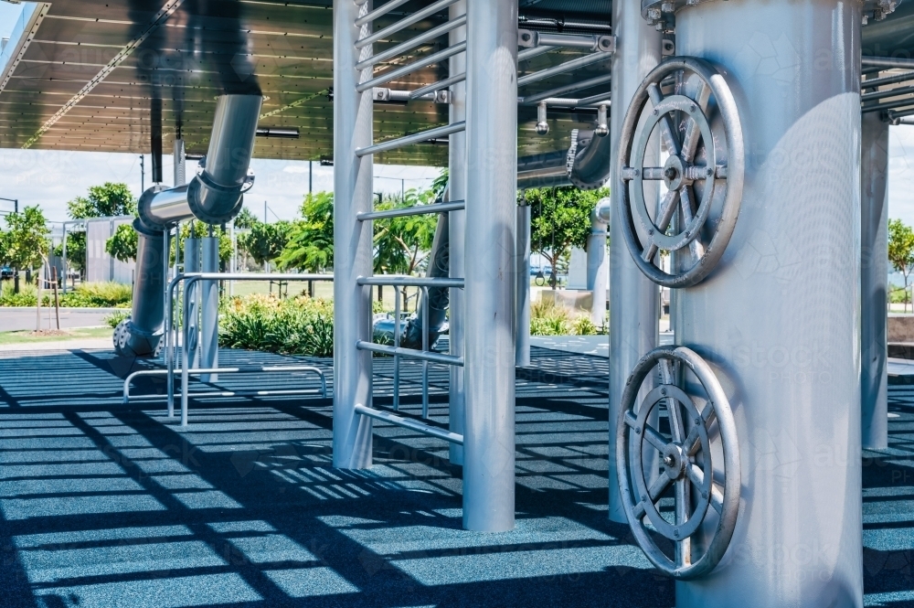 Close up shot of bicycle parking with metallics - Australian Stock Image