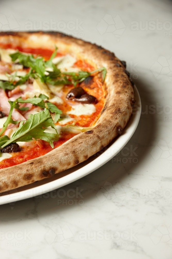 Close up shot of new york style pizza - Australian Stock Image