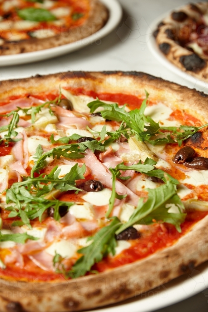 Close up shot of new york style pizza - Australian Stock Image