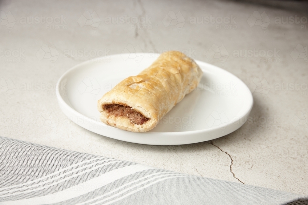 close up shot of sausage roll - Australian Stock Image
