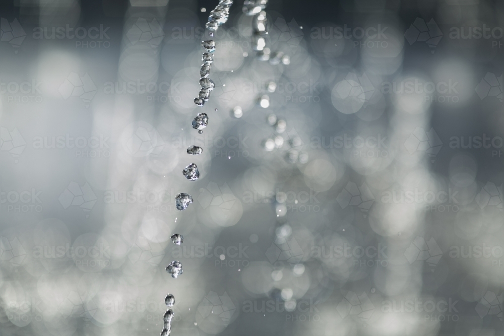 Closeup of water droplets in fountain - Australian Stock Image
