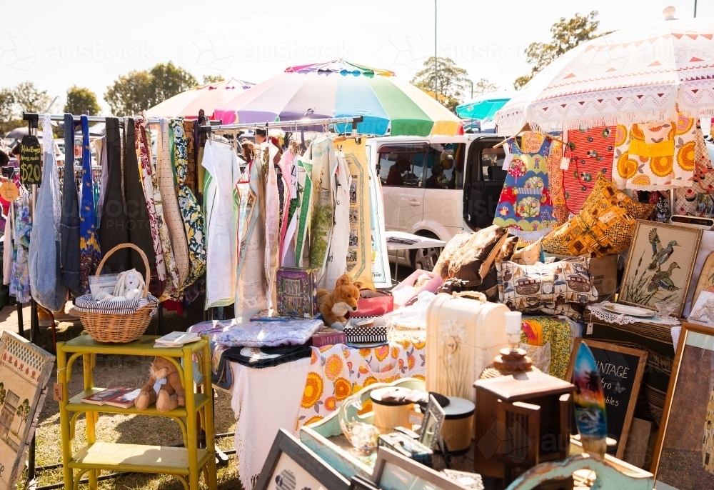 Image of clothing and collectables for sale at store at the markets ...