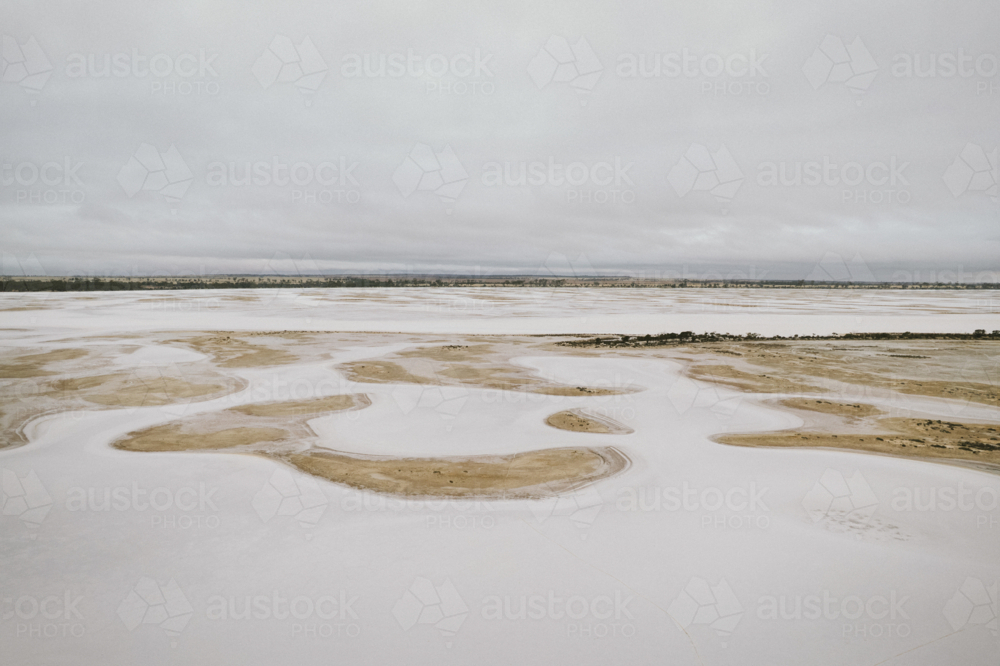 Cloud cover over a salt lake in the eastern Wheatbelt of Western Australia - Australian Stock Image