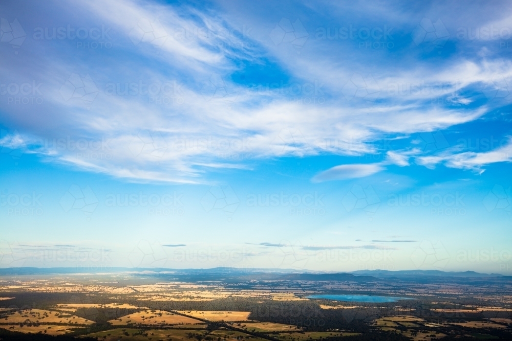Cloud formations in the sky above Lake Fyans in Western Victoria - Australian Stock Image