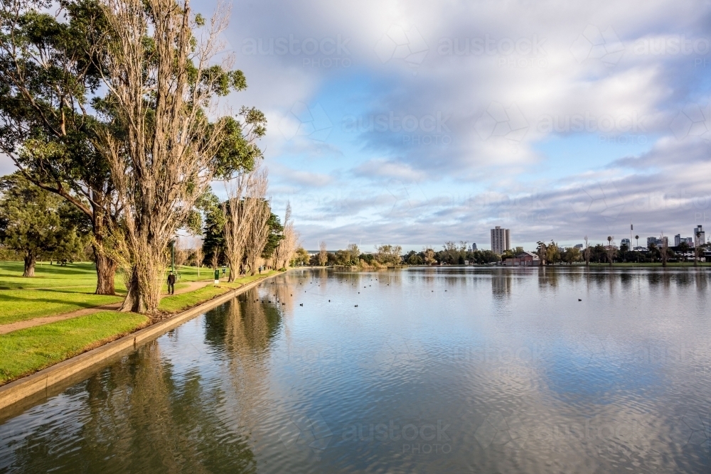 Cloudy Sky over Albert Park Lake - Australian Stock Image