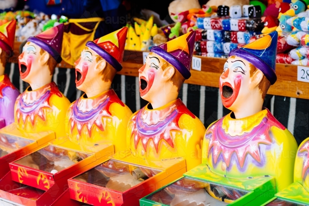 clown ball game at a fun fair - Australian Stock Image