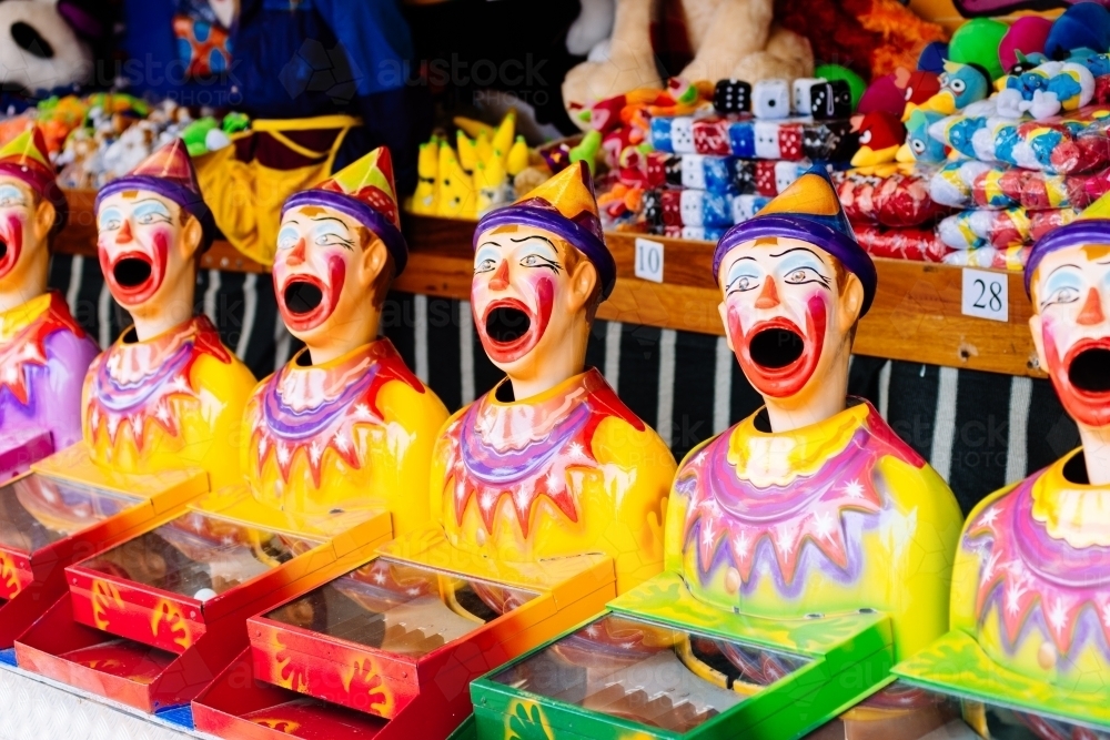 clown ball game at a fun fair - Australian Stock Image