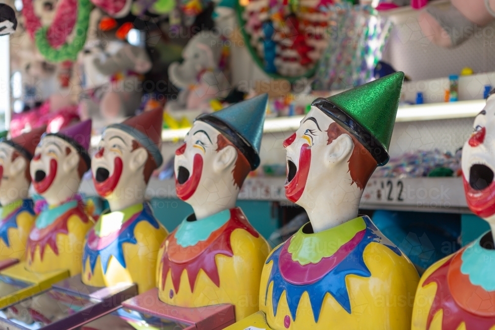 Clowns in sideshow alley - Australian Stock Image