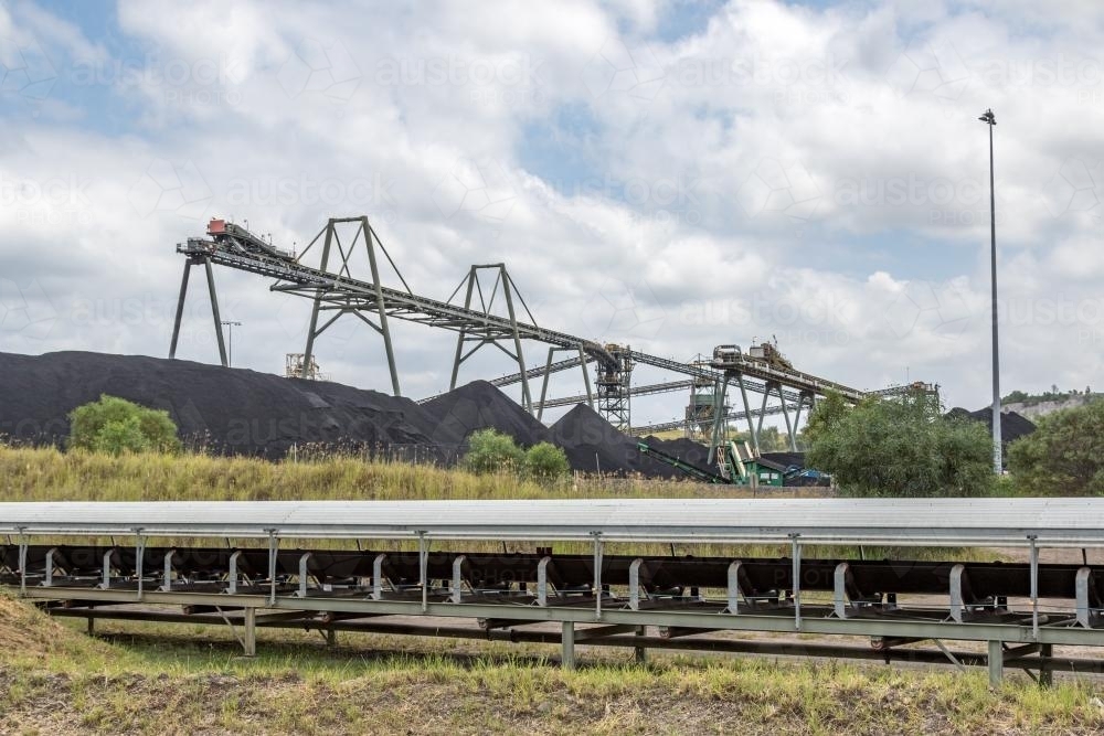 Coal conveyor and stockpile - Australian Stock Image