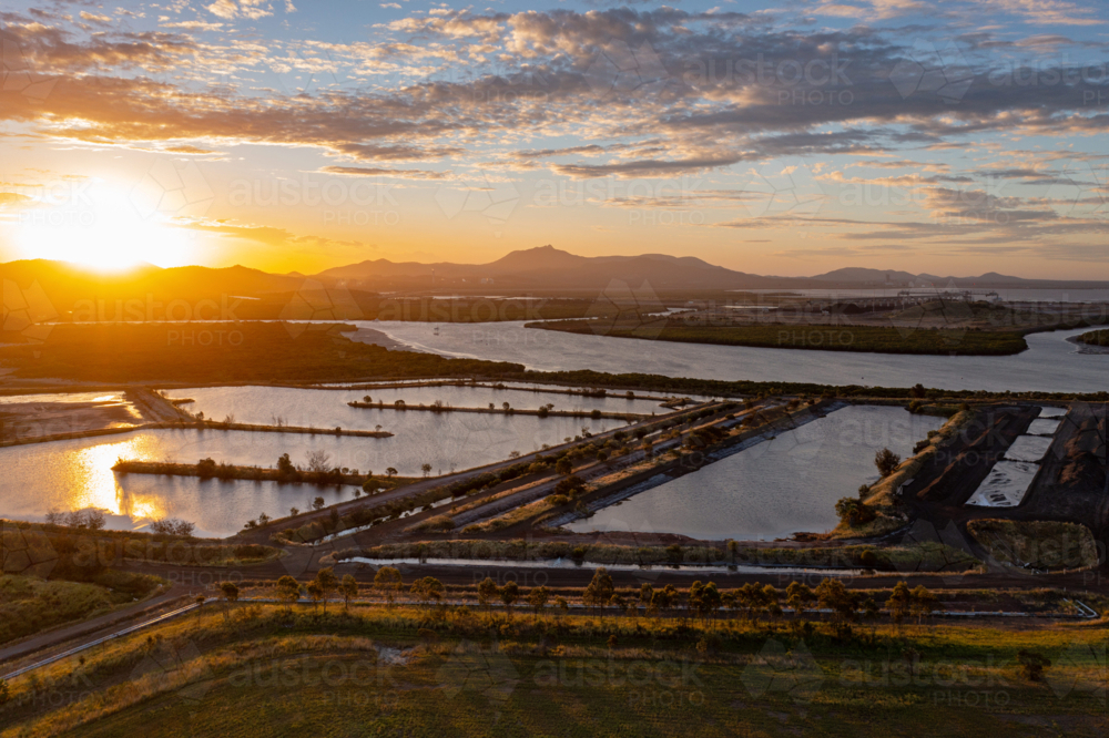 Coal dust sedimentation ponds in Gladstone - Australian Stock Image