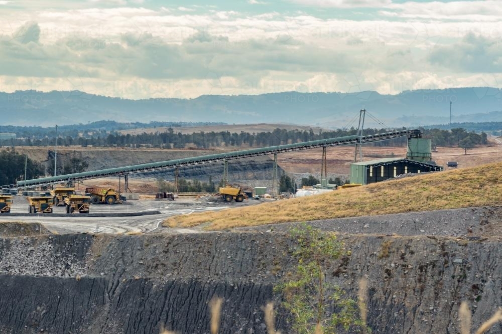 Coal Mine conveyor and stockpile - Australian Stock Image