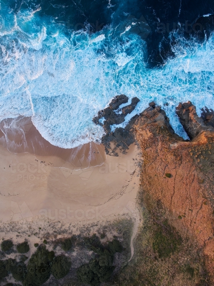 Coastal Cliff near Beach shot from Above - Australian Stock Image