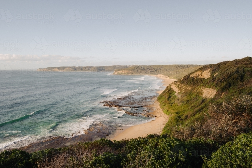 Coastal headland views from Merewether Lookout, looking towards Little Redhead Point - Australian Stock Image