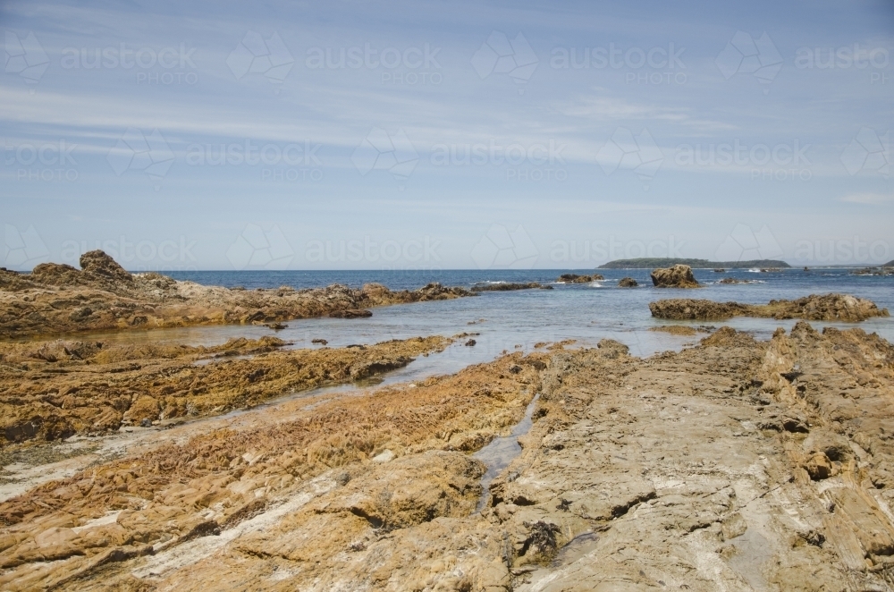 Coastal landscape with rockpools - Australian Stock Image