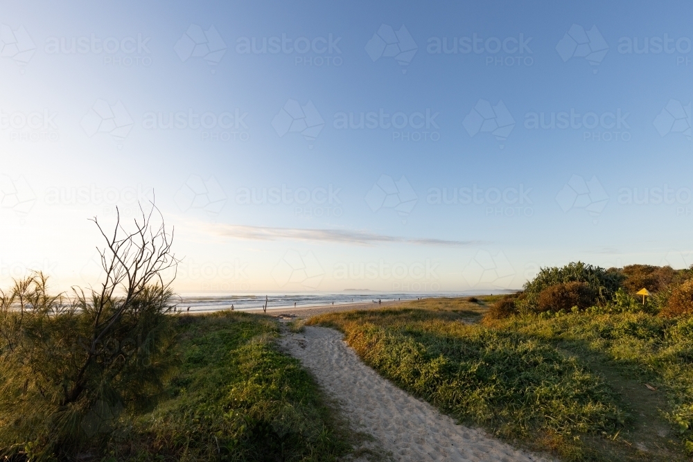 Coastal pathway leading to a sandy beach at Brunswick Heads - Australian Stock Image