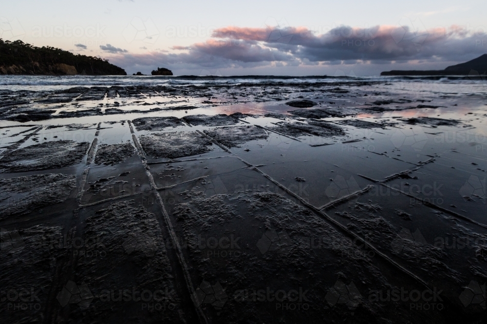 Coastal rocks at sunset - Australian Stock Image
