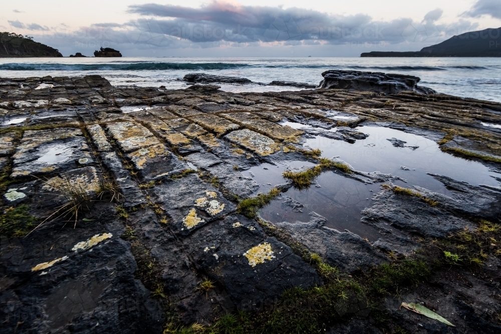 Coastal rocks at sunset - Australian Stock Image
