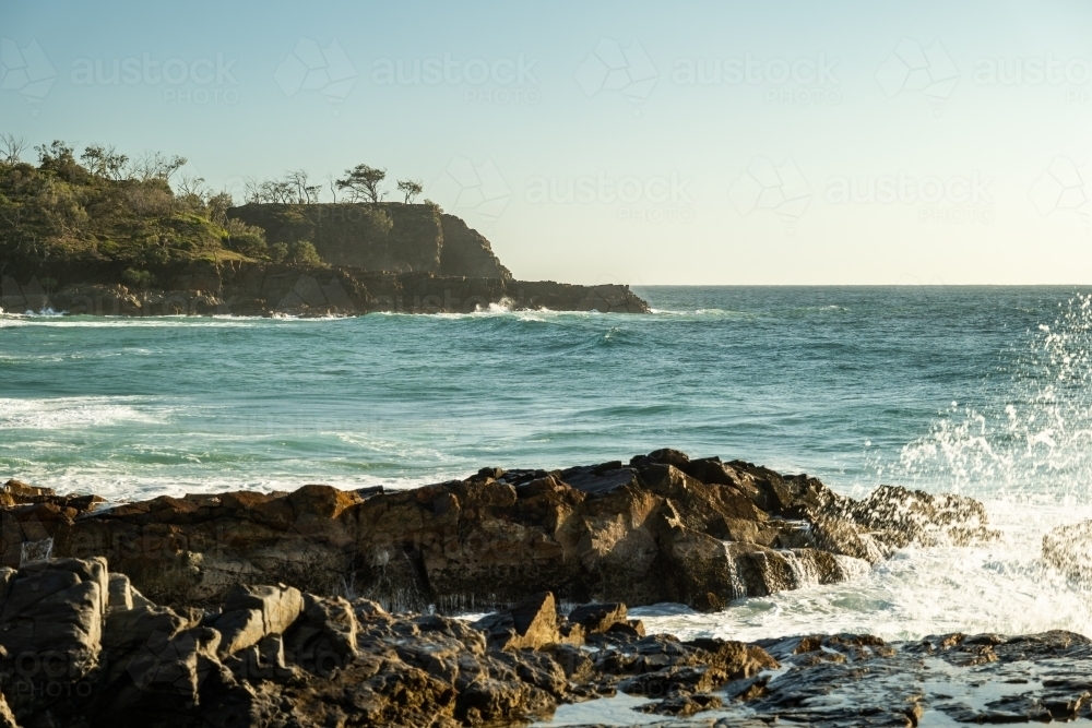 Coastal rocky beach scene at Noosa Heads - Australian Stock Image