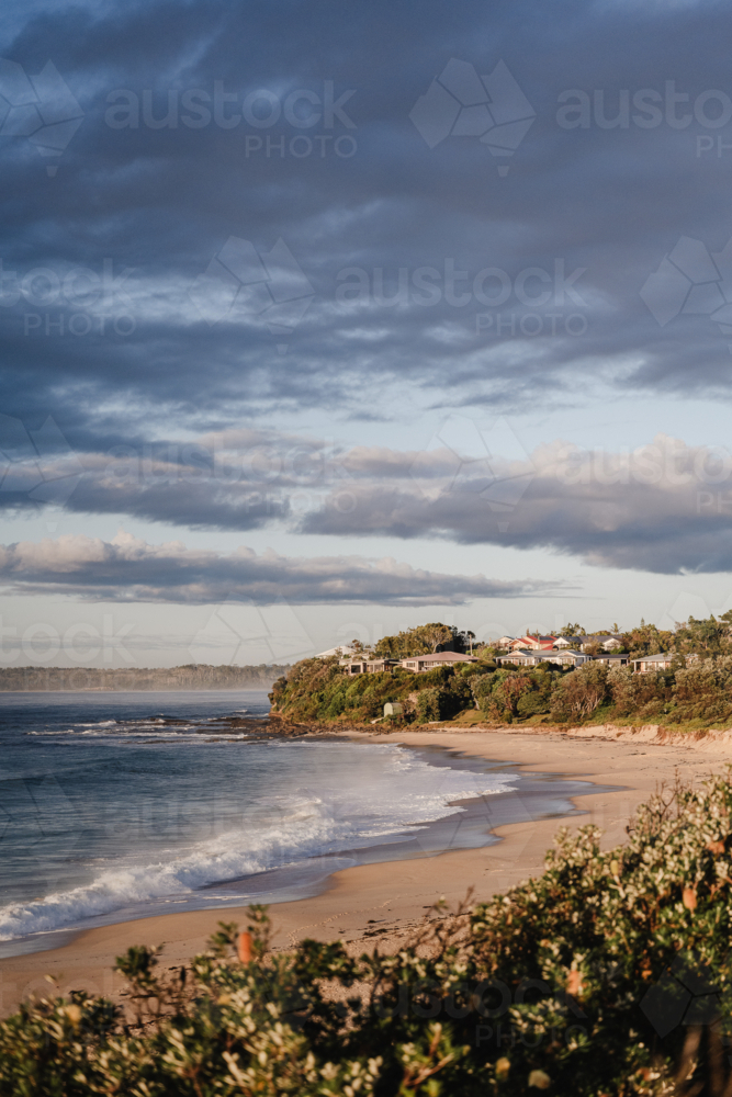 coastline view to houses on clifftop : Austockphoto coastline view to houses on clifftop - Australian Stock Image