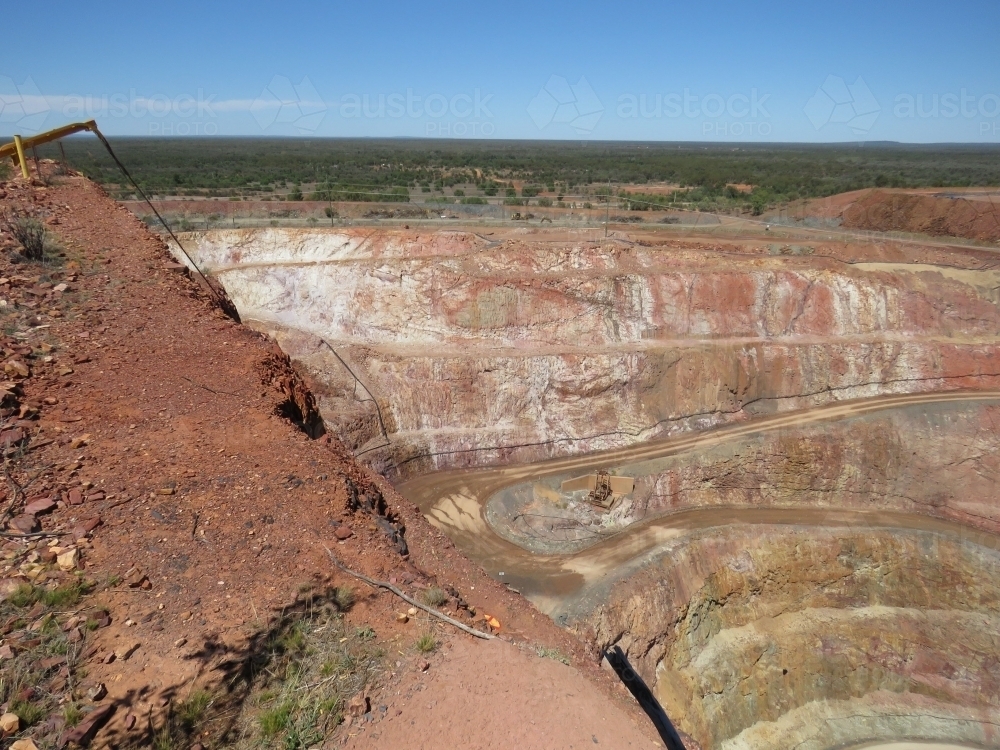 Cobar open cut mine and access road into it - Australian Stock Image