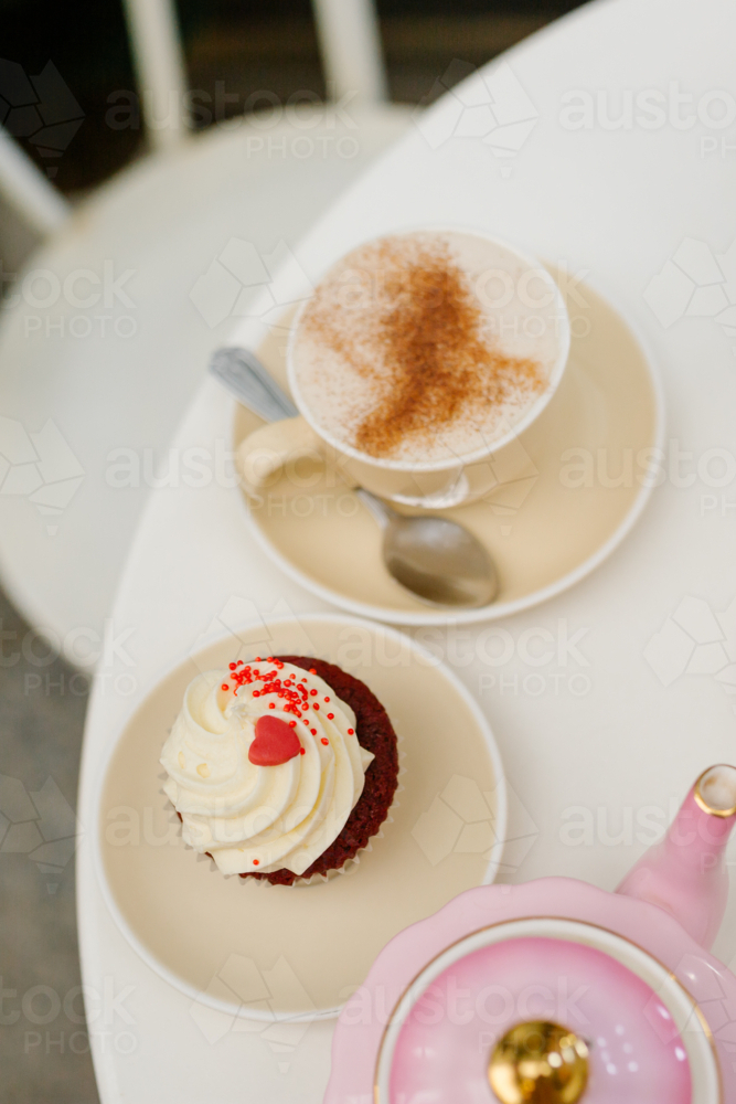 Coffee cupcake afternoon tea - Australian Stock Image