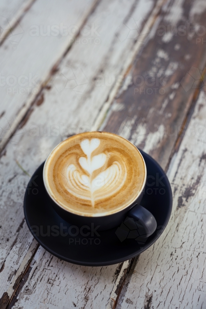 coffee with three love hearts - Australian Stock Image