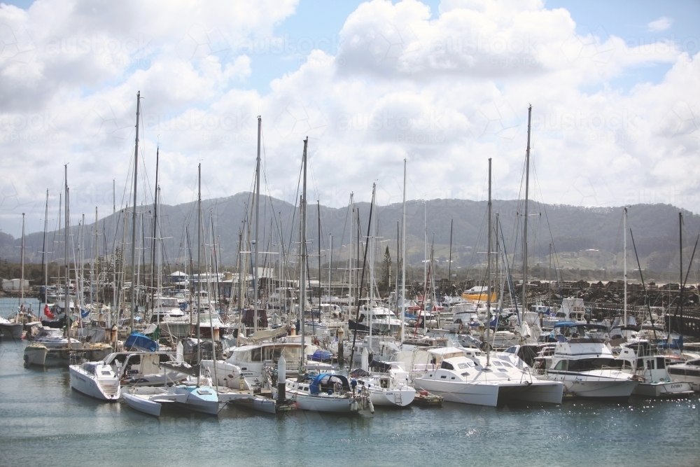 Coffs Harbour Sailboats on a Sunny Day - Australian Stock Image
