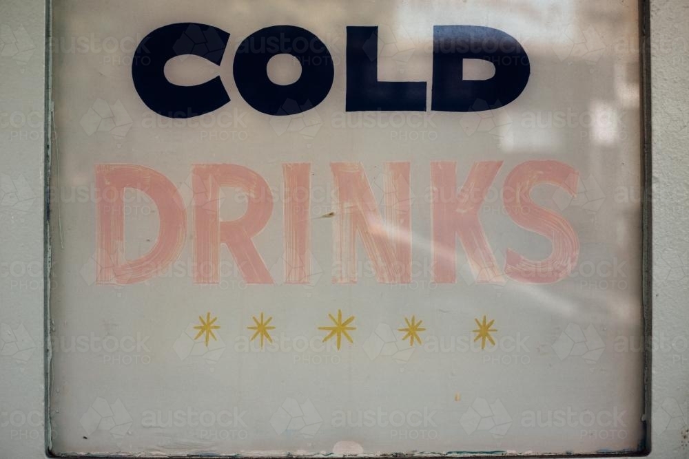 Cold Drinks Sign - Australian Stock Image