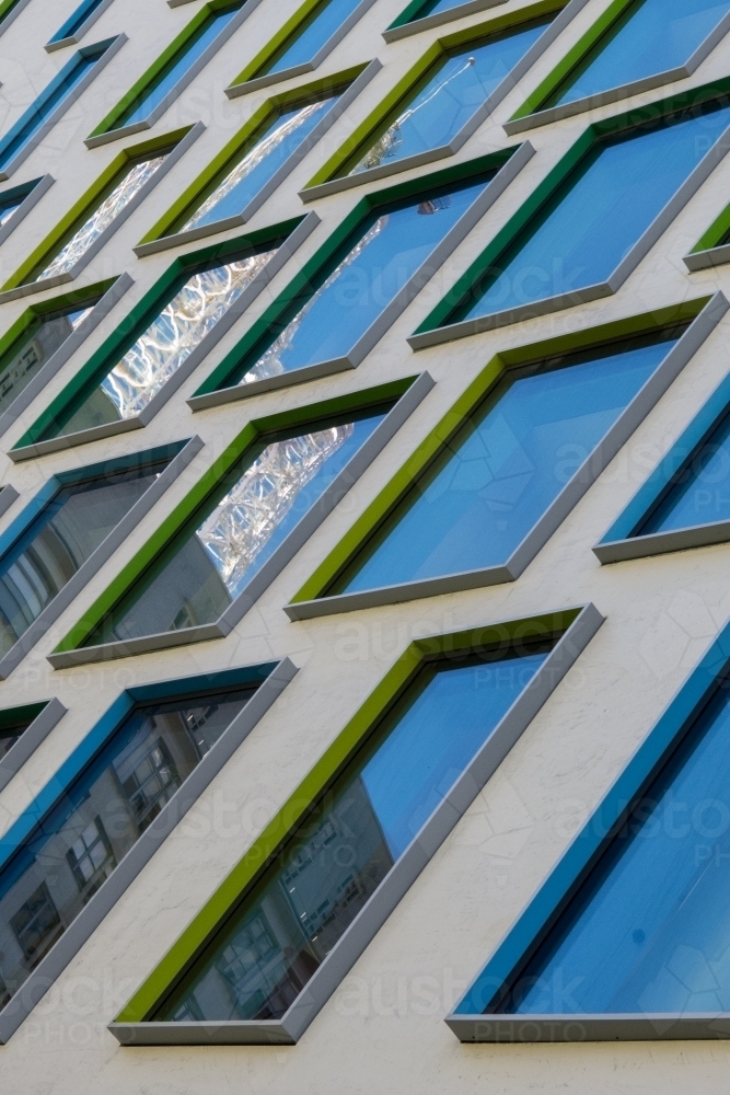 Coloured Window Frames with Reflections - Australian Stock Image