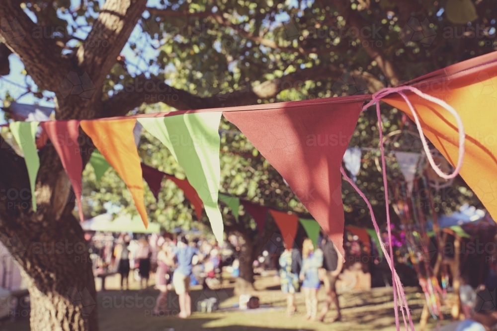 Colourful bunting at summer festival - Australian Stock Image