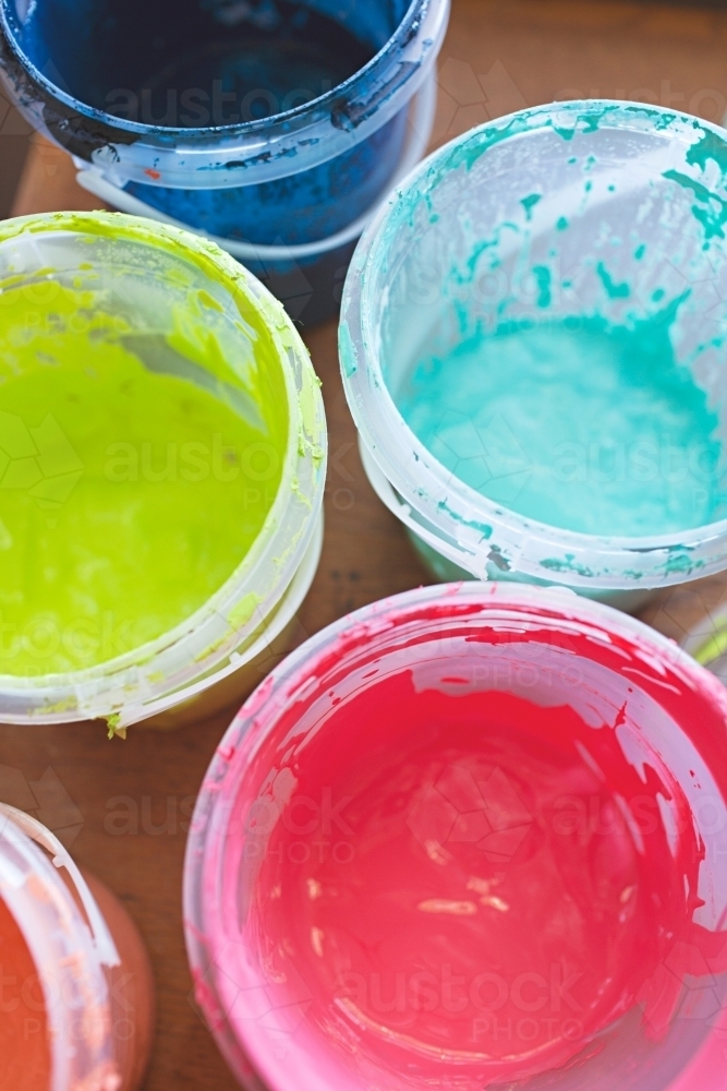 Colourful pots of ink / paint - Australian Stock Image