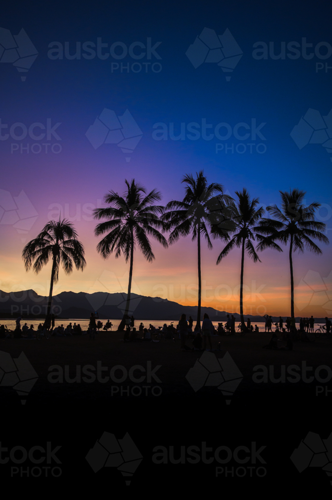 Colourful sunset at Anzac Park in Port Douglas, Queensland - Australian Stock Image