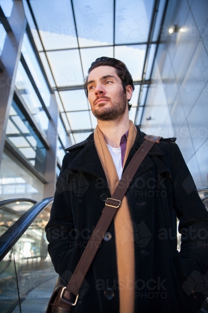 Commuter on His Way to Work - Australian Stock Image
