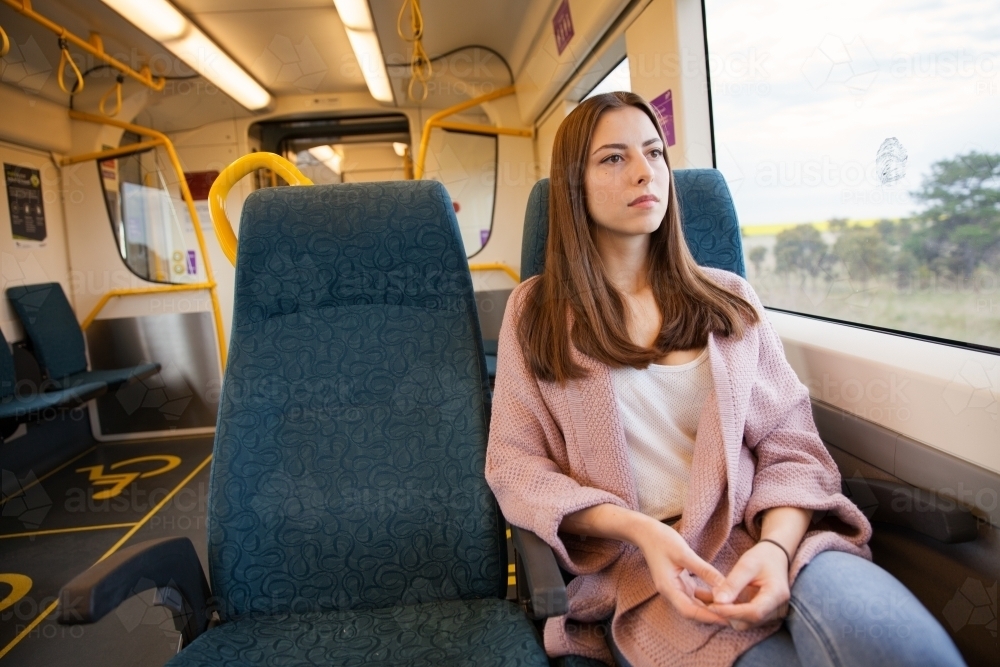 Commuter on Train - Australian Stock Image