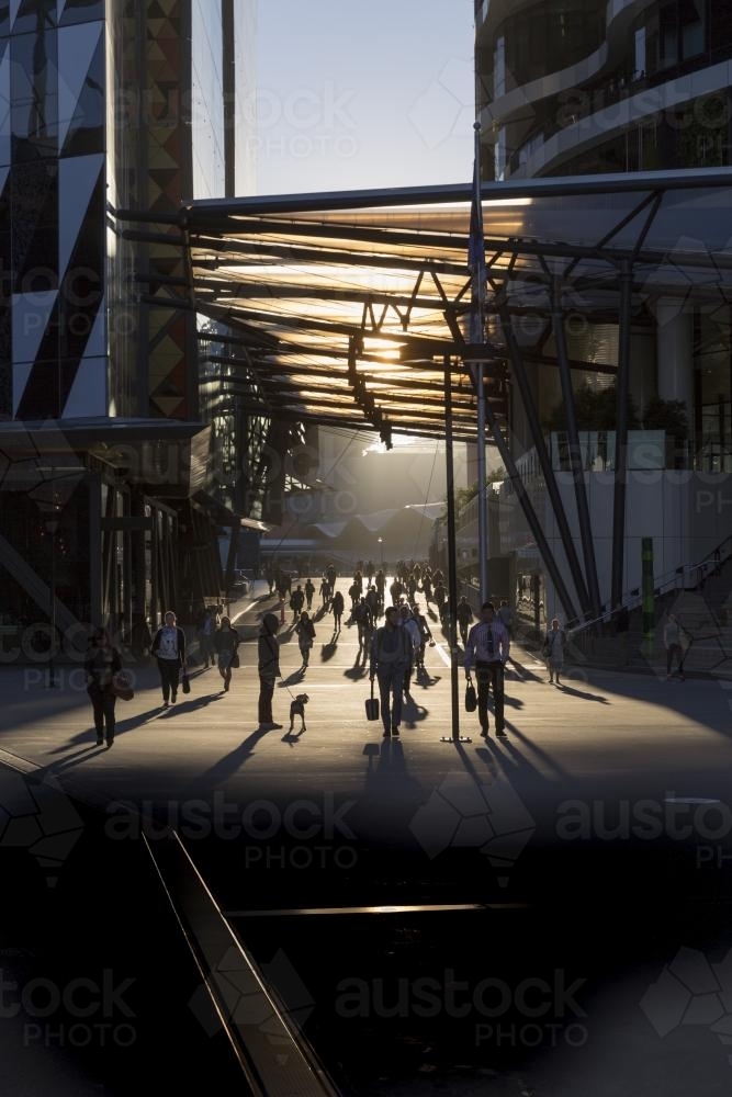 Commuters in early morning - Australian Stock Image