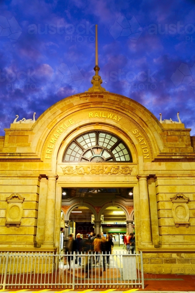Commuters in the Fremantle Railway Station entrance - Australian Stock Image
