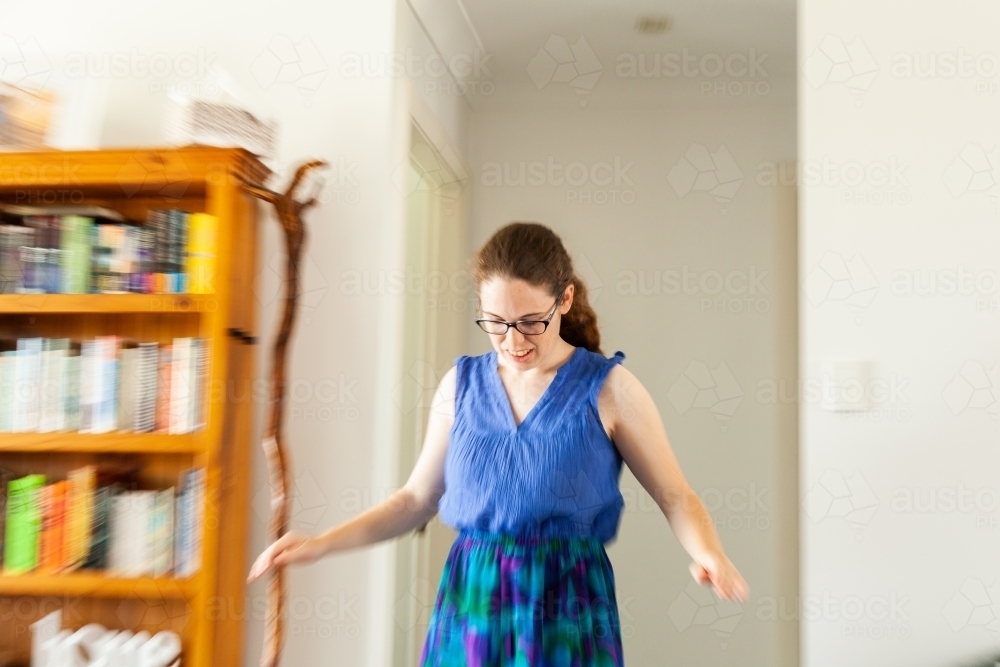 Concept - vertigo, spinning, dizziness. Person trying to walk with imbalance problems - Australian Stock Image