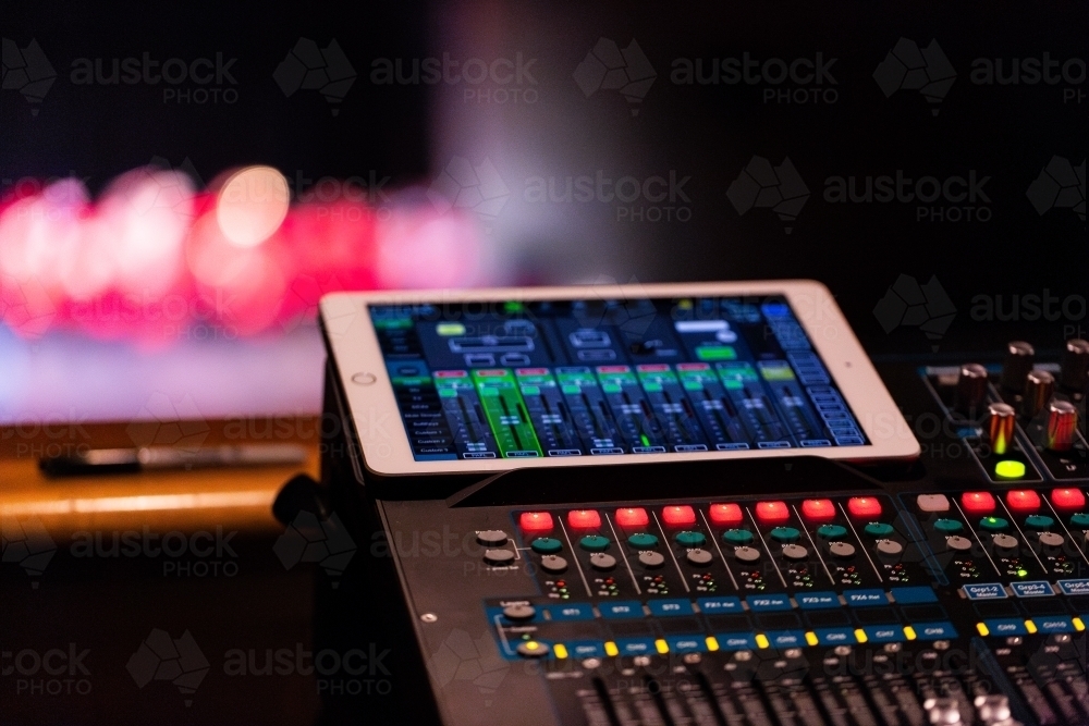 Concert lighting control panel - Australian Stock Image