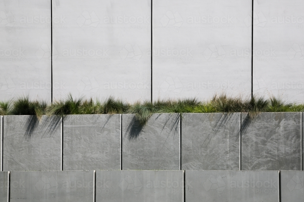 Concrete Panels with Landscaping - Australian Stock Image
