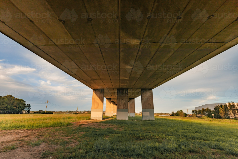 Concrete pylons under Stockton Bridge in Newcastle - Australian Stock Image