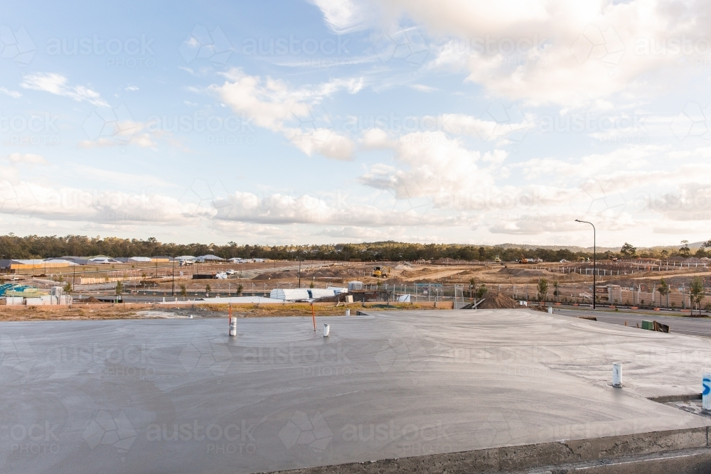 concrete slab drying for a new house build - Australian Stock Image