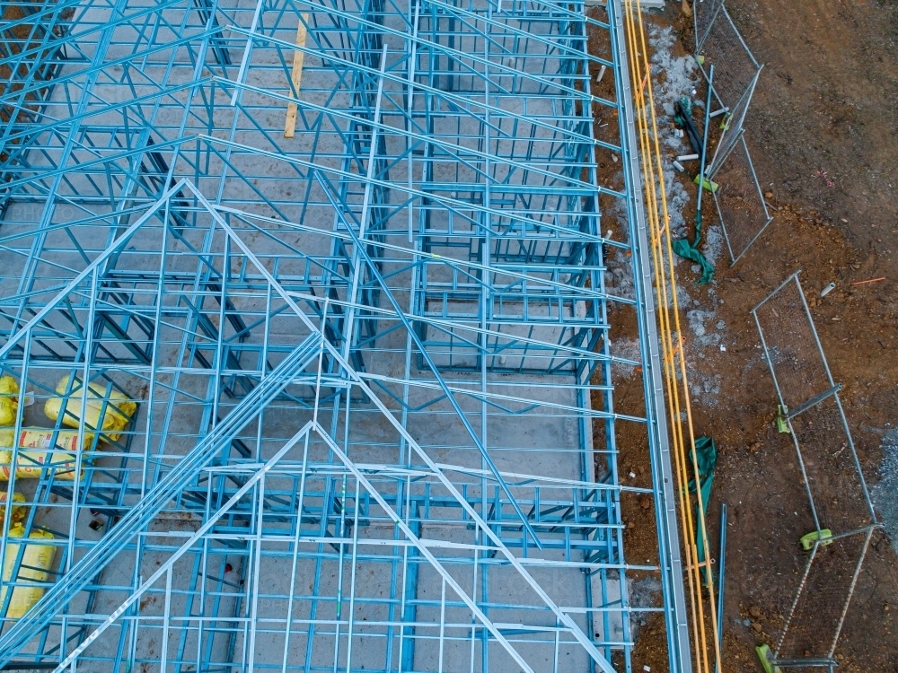 Image Of Concrete Slab Metal Framework Of Residential House Under Construction Austockphoto