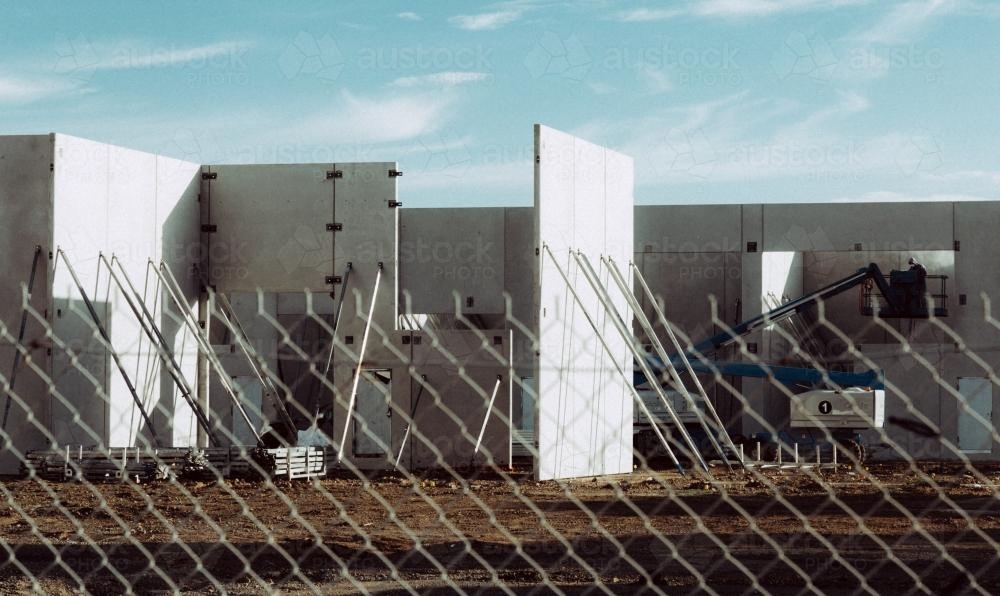 Construction site behind a wire fence - Australian Stock Image