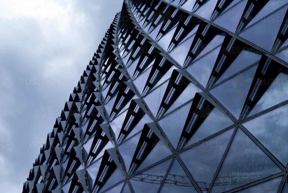Contemporary Blue Glass Building Facade - Australian Stock Image