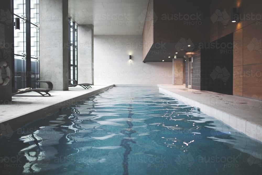 Image of Contemporary Indoor Lap Pool - Austockphoto